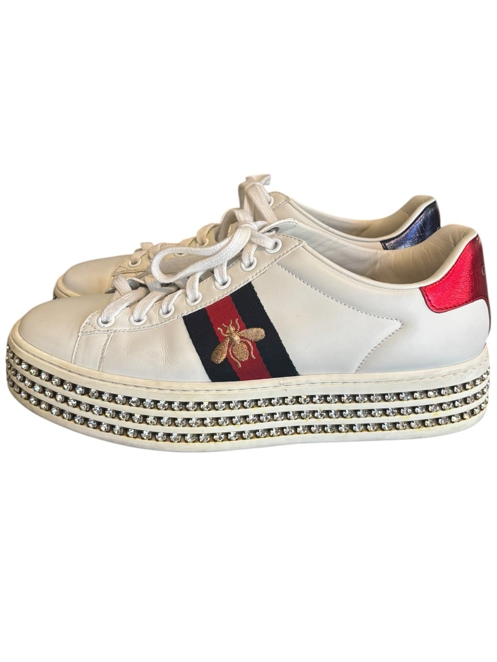 Gucci Ace Bee Platform Crystal Sneakers - Picture 4 of 10